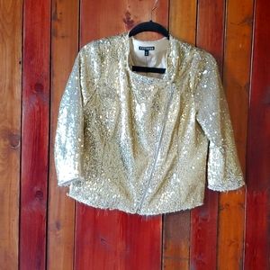 Express Gold Sequin Moto Jacket